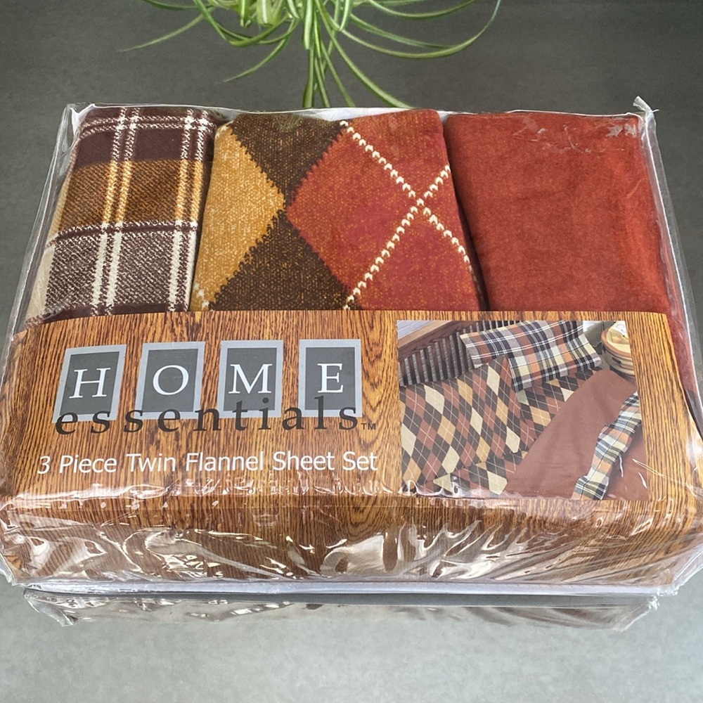 Home Essentials Plaid Flannel Sheet Set - Red and Brown